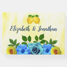 Zonnige citroen bloemenbruiloft gastenboek