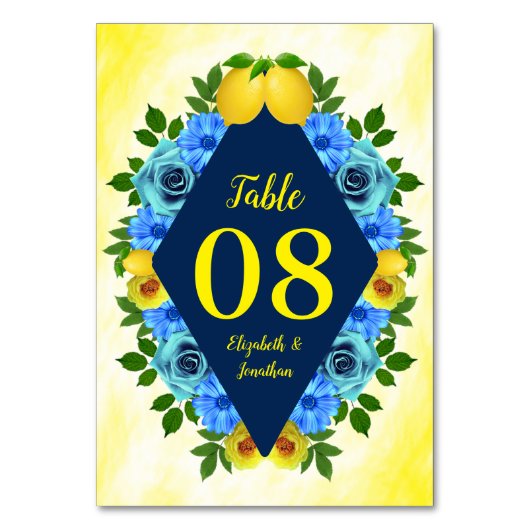 Zonnige citroen bloemenbruiloft kaart (Voorkant)