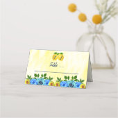 Zonnige citroen bloemenbruiloft plaatskaartje (Voorkant)