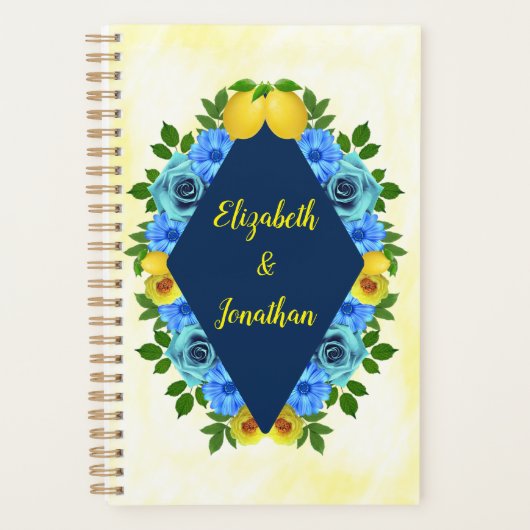 Zonnige citroen bloemenbruiloft planner (Voorkant)