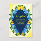 Zonnige citroen bloemenbruiloft receptie informatiekaartje (Voorkant)