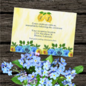 Zonnige citroen bloemenbruiloft receptie RSVP kaartje