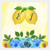 Zonnige citroen bloemenbruiloft vierkante sticker (Voorkant)
