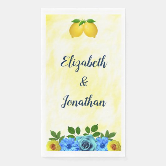 Zonnige Citroen Bloemige Bruiloft Servet (Voorkant)