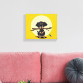 Zonnige Dachshund Hond Canvas Afdruk (Insitu (Woonkamer))