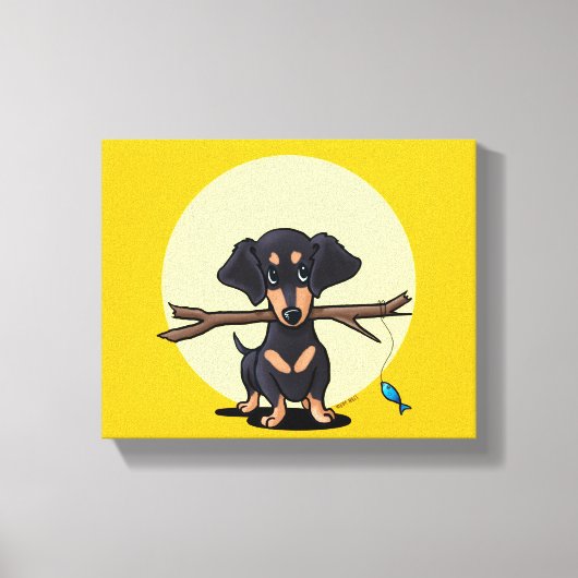 Zonnige Dachshund Hond Canvas Afdruk (Voorkant)