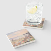 Zonnige dag aan het strand stenen onderzetter (Zijkant)