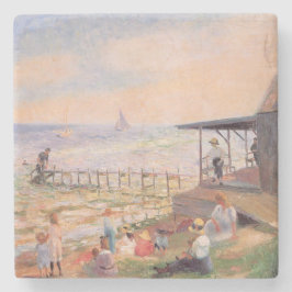 Zonnige dag aan het strand stenen onderzetter