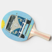 Zonnige dag blauwe luchten tafeltennisbatje (Zijkant)