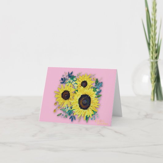 "Zonnige Dag" Dankkaart Roze Bedankkaart (Voorkant)