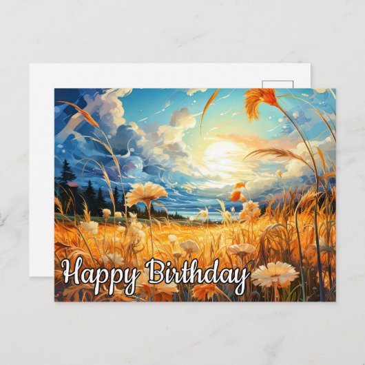 Zonnige dag in de prairie | Gefeliciteerd Briefkaart (Voorkant / Achterkant)