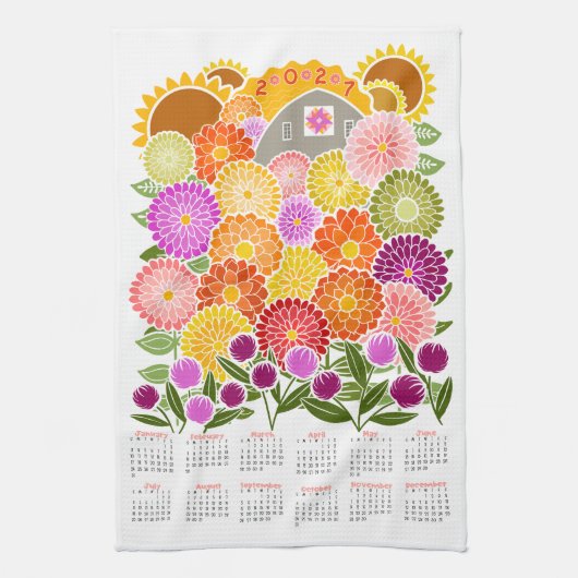 Zonnige Dag Kalender Theedoek (Verticaal)