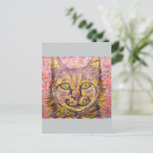 zonnige dag kat hé briefkaart (Staand voorkant)