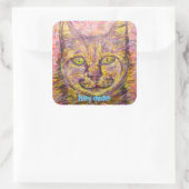 zonnige dag kat hé vierkante sticker (Tas)