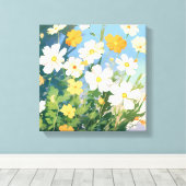 Zonnige dag met Daffodils Canvas Afdruk (Insitu (Houten vloer))