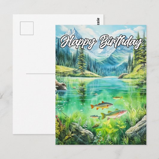 Zonnige dag op de rustige vijver briefkaart (Voorkant / Achterkant)