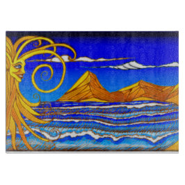 Zonnige dag op het strand Waterverf schilderij Snijplank