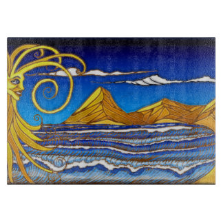 Zonnige dag op het strand Waterverf schilderij Snijplank