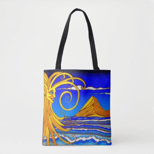 Zonnige dag op het strand Waterverf schilderij Tote Bag (Voorkant)