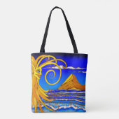 Zonnige dag op het strand Waterverf schilderij Tote Bag (Achterkant)