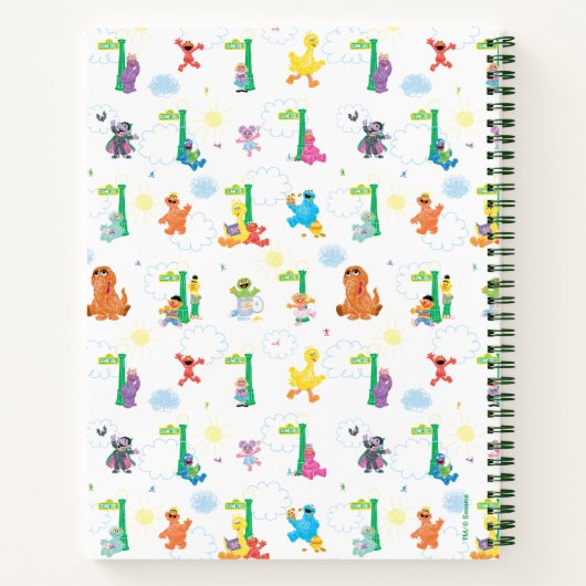 Zonnige Dag Sesamstraat Patroon Tekening Notitieboek (Achterkant)