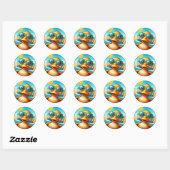 Zonnige dag Summer Fun op het strand Ronde Sticker (Vel)