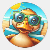 Zonnige dag Summer Fun op het strand Ronde Sticker (Voorkant)