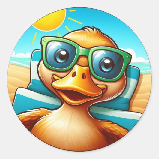 Zonnige dag Summer Fun op het strand Ronde Sticker (Voorkant)