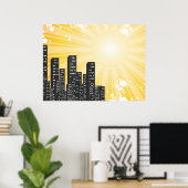 zonnige dag vectorcityrie poster (Thuiskantoor)