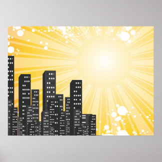 zonnige dag vectorcityrie poster