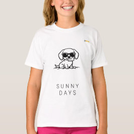 Zonnige Dagen Dachshund Puppiesbril Lijntekening T-shirt