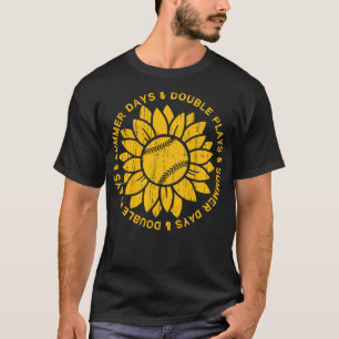 Zonnige dagen en dubbele plays honkbal of softbal t-shirt
