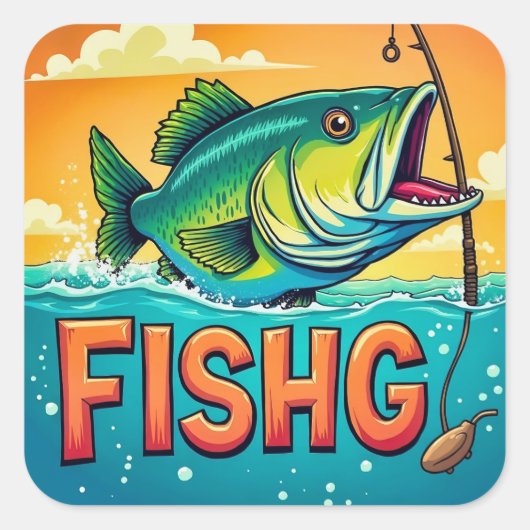 Zonnige dagen en grote vangsten vierkante sticker (Voorkant)