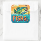 Zonnige dagen en grote vangsten vierkante sticker (Tas)