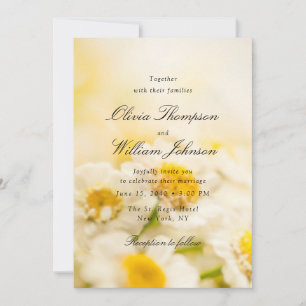 Zonnige Daisy Bloemachtige Trouwuitnodiging Romant Kaart
