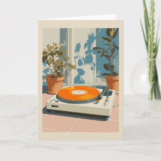 Zonnige Draaitafel met Oranje Vinyl Kaart