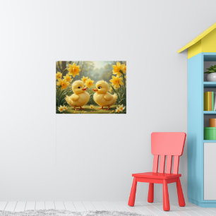 Zonnige Eendje Duo Tussen Narcissen Poster