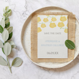 Zonnige Elegantie Gele Rose Moderne Bruiloft Kaart