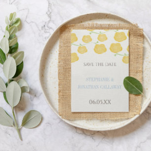 Zonnige Elegantie Gele Rose Moderne Bruiloft Kaart