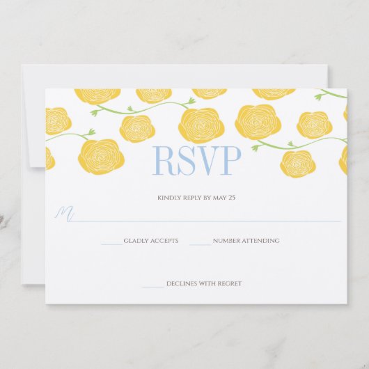 Zonnige Elegantie Gele Rozen & Hemelsblauwe Bruilo Kaart (Voorkant)