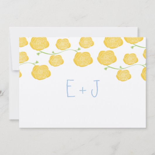 Zonnige Elegantie Gele Rozen & Hemelsblauwe Bruilo Kaart (Achterkant)