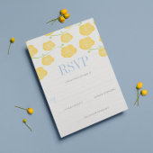 Zonnige Elegantie Gele Rozen & Hemelsblauwe Bruilo Kaart