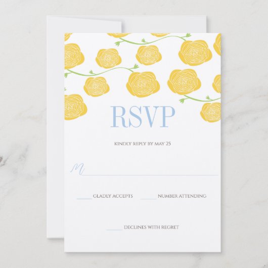 Zonnige Elegantie Gele Rozen & Hemelsblauwe Bruilo Kaart (Voorkant)