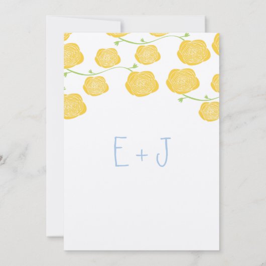 Zonnige Elegantie Gele Rozen & Hemelsblauwe Bruilo Kaart (Achterkant)