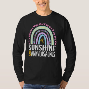 Zonnige en Ankylosaurus Mooie Regenboog Grafische T-shirt
