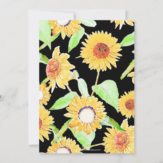  - zonnige en zwarte zonnebloemen - Waterverf Verf Kaart (Achterkant)