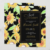  - zonnige en zwarte zonnebloemen - Waterverf Verf Kaart (Voorkant / Achterkant)