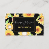- zonnige en zwarte zonnebloemen - Waterverf Verf Visitekaartje (Voorkant)