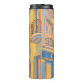 Zonnige Europese straat Gezellige Architectuur Rei Thermosbeker (Achterkant)