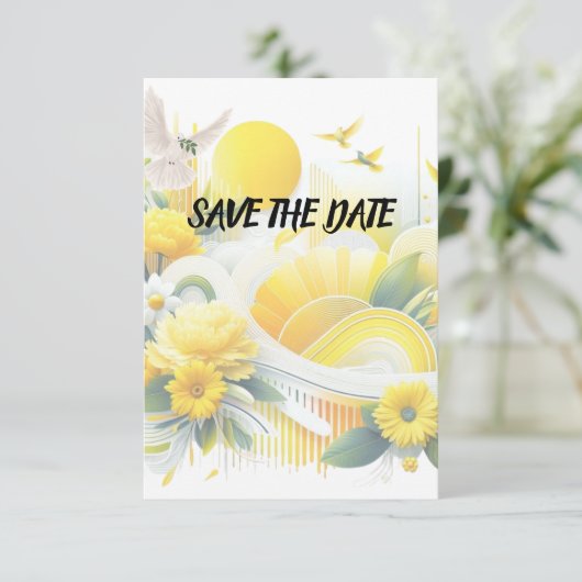 Zonnige Fusie: Gele & Lime Levendige Ontwerpen Save The Date (Staand voorkant)
